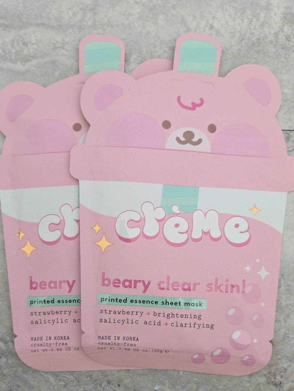 The Cream Shop Beary Clear Skin Pink Sheet Mask - Brightening Strawberry